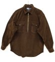 画像1: 90'S RALPH LAUREN "CARSON" コーデュロイ ハーフジップシャツ BROWN (VINTAGE)