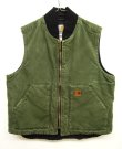 画像1: 90'S CARHARTT 裏地キルティング ダックベスト OLIVE (VINTAGE)