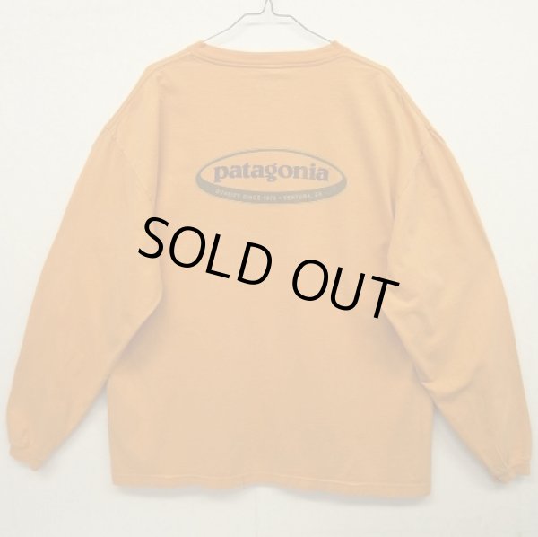 画像1: 90'S PATAGONIA 黒タグ バックプリント オーバルロゴ 長袖Tシャツ USA製 (VINTAGE)