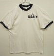 画像1: アメリカ軍 USAFA 染み込みプリント 半袖 リンガーTシャツ ホワイト (VINTAGE)