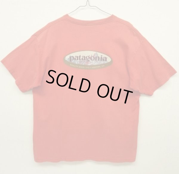 画像1: 90'S PATAGONIA 黒タグ バックプリント オーバルロゴ 半袖Tシャツ USA製 (VINTAGE)