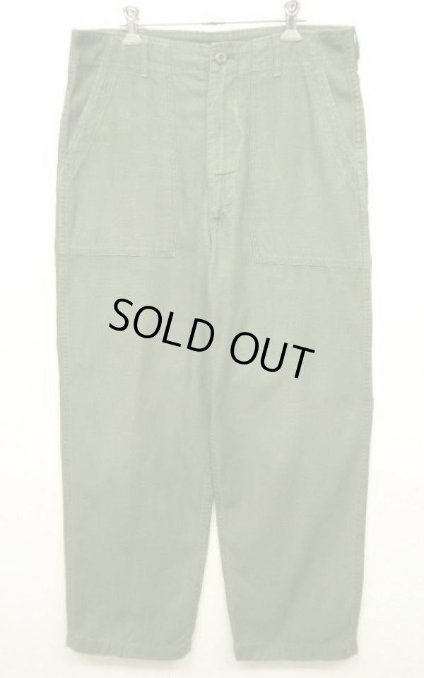 画像1: 70'S アメリカ軍 US ARMY "OG107" コットンサテン ベイカーパンツ W34L31 (VINTAGE)