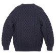 画像2: INVERALLAN "1A" クルーネック ケーブル編み アランニット NAVY スコットランド製 (USED)