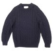 画像1: INVERALLAN "1A" クルーネック ケーブル編み アランニット NAVY スコットランド製 (USED)