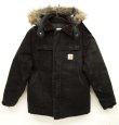 画像1: 80'S CARHARTT フード付き 裏地キルティング ダックジャケット BLACK USA製 (VINTAGE)