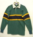 画像1: 70'S PATAGONIA 白タグ前期 ラガーシャツ グリーン/イエロー＆ネイビー (VINTAGE)