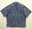 画像1: 90'S RALPH LAUREN コットン 半袖 オープンカラーシャツ インディゴ/総柄 (VINTAGE)
