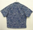 画像2: 90'S RALPH LAUREN コットン 半袖 オープンカラーシャツ インディゴ/総柄 (VINTAGE)