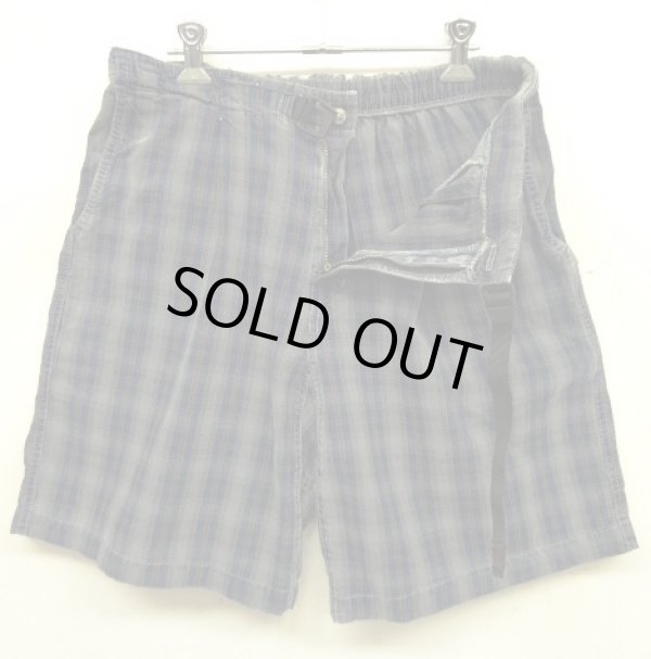 画像2: 90'S GRAMICCI 旧ロゴ プリーツ入り ベルト付き ショーツ インディゴ/チェック柄 USA製 (VINTAGE)