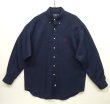 画像1: 90'S RALPH LAUREN シルク100% 長袖 BDシャツ ネイビー USA製 (VINTAGE)