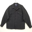 画像1: 90'S RALPH LAUREN "STEWARD" レーヨン 長袖 オープンカラーシャツ ブラック/チョークストライプ (VINTAGE)