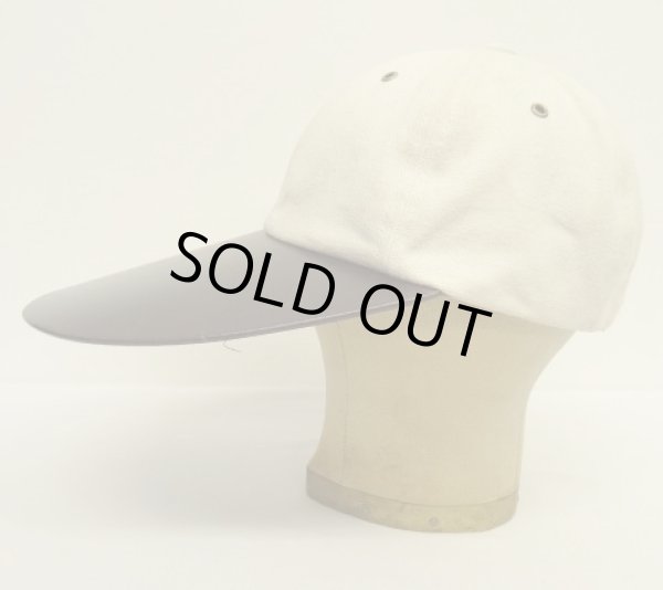 画像3: 90'S J.PETERMAN キャンバス/レザー ロングビルキャップ オフホワイト/ブラウン (DEADSTOCK)