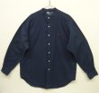 画像1: 90'S RALPH LAUREN "POSTBOY" ツイル 長袖 バンドカラーシャツ ネイビー (VINTAGE)