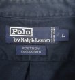 画像2: 90'S RALPH LAUREN "POSTBOY" ツイル 長袖 バンドカラーシャツ ネイビー (VINTAGE)