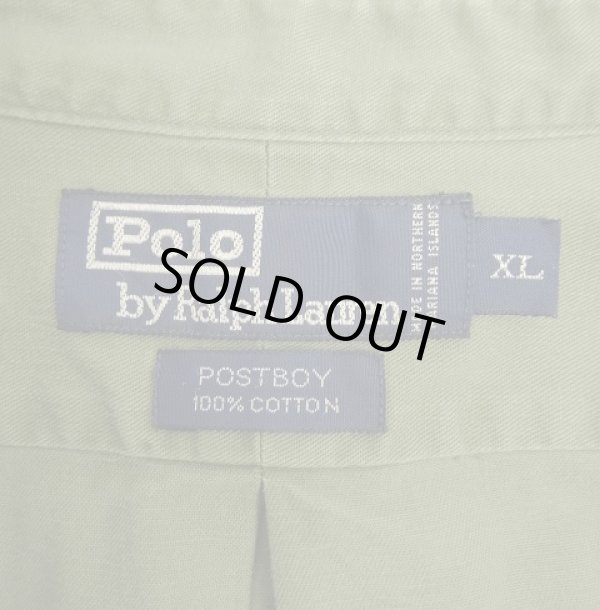 画像2: 90'S RALPH LAUREN "POSTBOY" ツイル 長袖 バンドカラーシャツ オリーブ (VINTAGE)