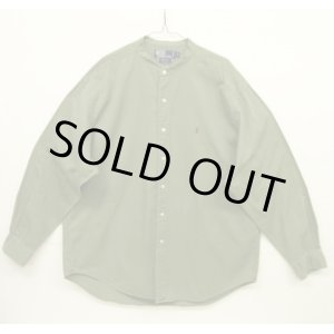 画像: 90'S RALPH LAUREN "POSTBOY" ツイル 長袖 バンドカラーシャツ オリーブ (VINTAGE)