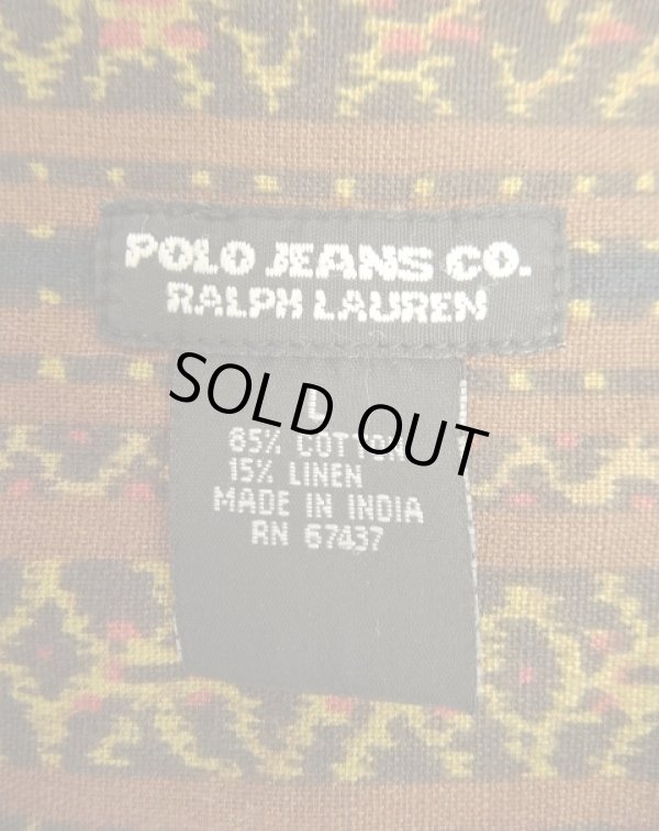 画像2: RALPH LAUREN "POLO JEANS" リネン/コットン 半袖 オープンカラーシャツ イカット柄 (VINTAGE)