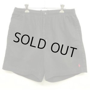 画像: 90'S RALPH LAUREN 裾ロゴ ドローコード付き チノショーツ ブラック (VINTAGE)