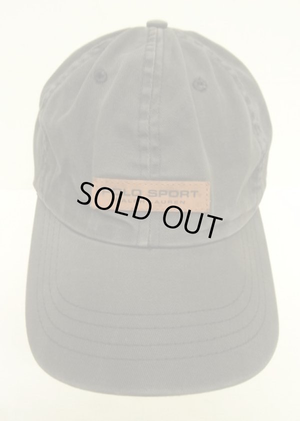 画像2: 90'S RALPH LAUREN "POLO SPORT" レザーロゴ ベースボールキャップ ブラック USA製 (VINTAGE)