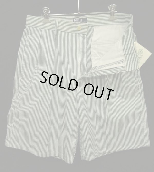 画像4: 90'S RALPH LAUREN ツープリーツ ショーツ TALONジップ ストライプ USA製 (DEADSTOCK)
