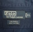 画像2: 90'S RALPH LAUREN "CALDWELL"  裾ロゴ コットン 半袖 オープンカラーシャツ ネイビー (VINTAGE)