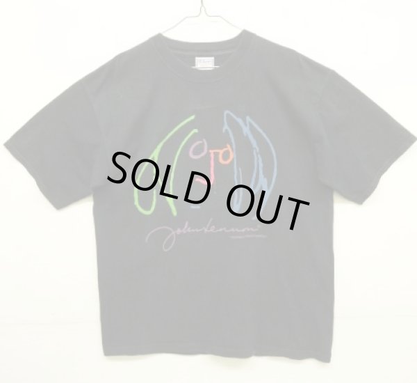 画像1: 90'S JOHN LENNON "BAG ONE ARTS" 両面プリント Tシャツ ブラック USA製 (VINTAGE)