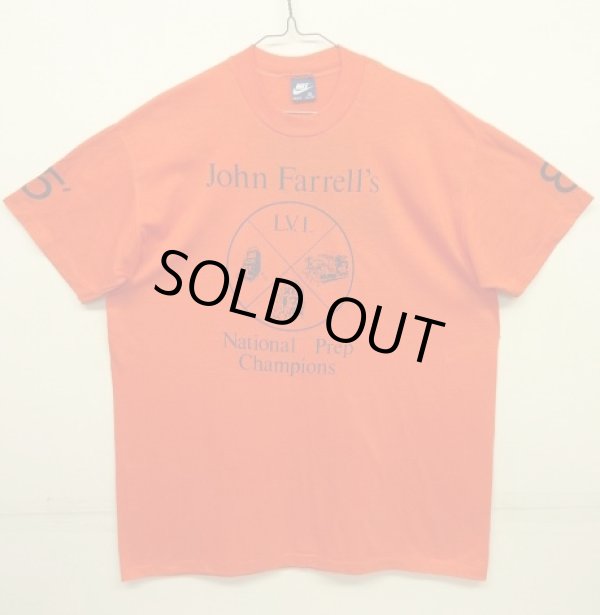 画像1: 80'S NIKE "JOHN FARRELL'S" 紺タグ シングルステッチ 半袖 Tシャツ オレンジ USA製 (DEADSTOCK)