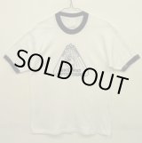 画像: 80'S BAPTIST CHURCH 染み込みプリント 半袖 リンガーTシャツ ホワイト/ネイビー (VINTAGE)
