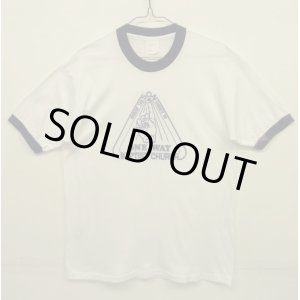 画像: 80'S BAPTIST CHURCH 染み込みプリント 半袖 リンガーTシャツ ホワイト/ネイビー (VINTAGE)