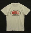 画像1: 70'S BELL HELMETS 染み込みプリント シングルステッチ 半袖 Tシャツ ホワイト (VINTAGE)