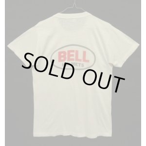 画像: 70'S BELL HELMETS 染み込みプリント シングルステッチ 半袖 Tシャツ ホワイト (VINTAGE)