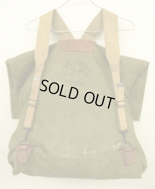 画像6: 50'S MONARCH BRAND "B.S.A." ヘビーキャンバス/レザー バックパック オリーブ (VINTAGE)