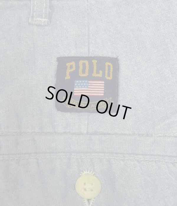 画像6: 90'S RALPH LAUREN ツープリーツ シャンブレーショーツ ブルー USA製 (VINTAGE)