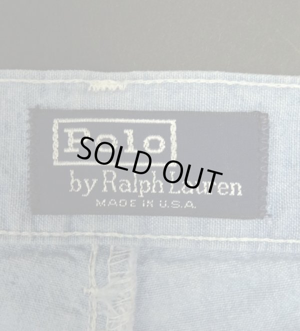 画像2: 90'S RALPH LAUREN ツープリーツ シャンブレーショーツ ブルー USA製 (VINTAGE)