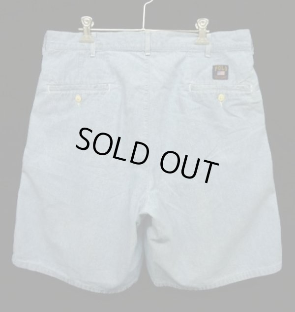 画像5: 90'S RALPH LAUREN ツープリーツ シャンブレーショーツ ブルー USA製 (VINTAGE)