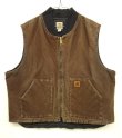 画像1: 90'S CARHARTT 裏地キルティング ダックベスト ダークブラウン (VINTAGE)