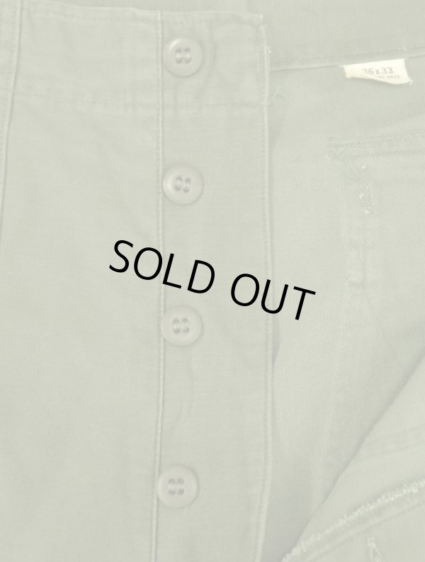 画像4: 60'S アメリカ軍 US ARMY "OG107" 平ボタン コットンサテン ベイカーパンツ W36L33 (VINTAGE)