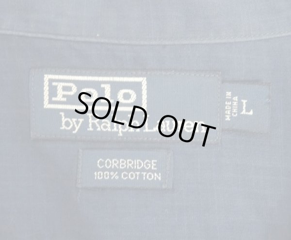 画像2: 90'S RALPH LAUREN "CORBRIDGE" コットン 長袖 オープンカラーシャツ ネイビー (VINTAGE)