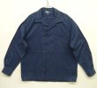 画像1: 90'S RALPH LAUREN "CORBRIDGE" コットン 長袖 オープンカラーシャツ ネイビー (VINTAGE)