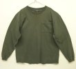 画像4: 90'S PATAGONIA 黒タグ オーバルロゴ刺繍 長袖 ポケット付きTシャツ オリーブ USA製 (VINTAGE)