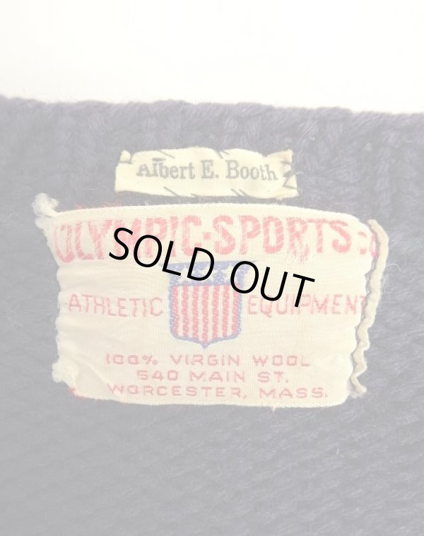 画像2: 50'S OLYMPIC-SPORTS CO リブ長 ウール クルーネック ニット ネイビー (VINTAGE)