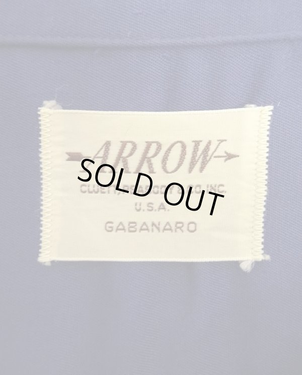 画像2: 50'S ARROW "GABANARO" レーヨン オープンカラーシャツ ネイビー (VINTAGE)