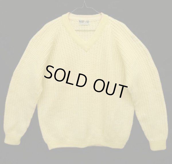 画像1: MEISTER KNIT Vネック ラグランスリーブ セーター ナチュラル オーストリア製 (VINTAGE) 