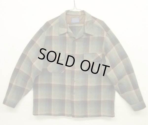 画像1: 70'S PENDLETON "BOARD SHIRT" ウール オープンカラーシャツ オンブレチェック USA製 (VINTAGE)