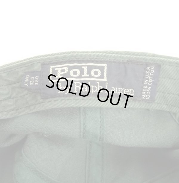 画像6: 90'S RALPH LAUREN エンブレムロゴ ベースボールキャップ グリーン USA製 (VINTAGE)