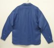 画像4: 90'S RALPH LAUREN シルク/リネン 裾ロゴ刺繍 長袖 オープンカラーシャツ ブルー (VINTAGE)