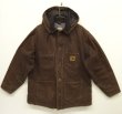 画像1: 00'S CARHARTT 裏地ブランケット フード付き ダックカバーオール ダークブラウン (VINTAGE)