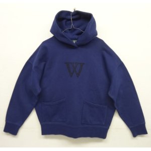 画像: WOODBLOCK "W FELT PATCHED PIGMENT SWEAT HOODIE" NAVY (NEW)