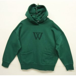 画像: WOODBLOCK "W FELT PATCHED PIGMENT SWEAT HOODIE" GREEN (NEW)