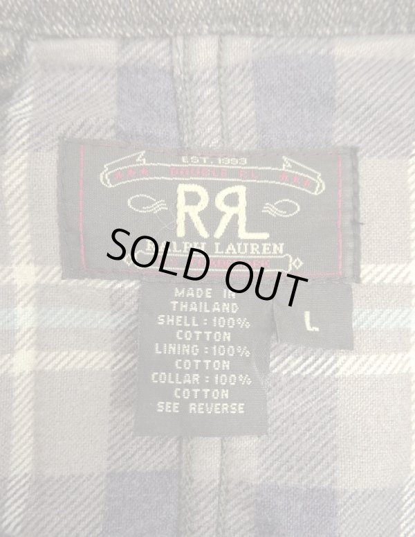 画像2: 90'S RRL 初期 三ツ星タグ 裏地フランネル ブラックシャンブレー カバーオール (VINTAGE)